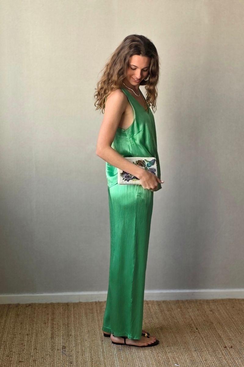 Pantalón de raso verde