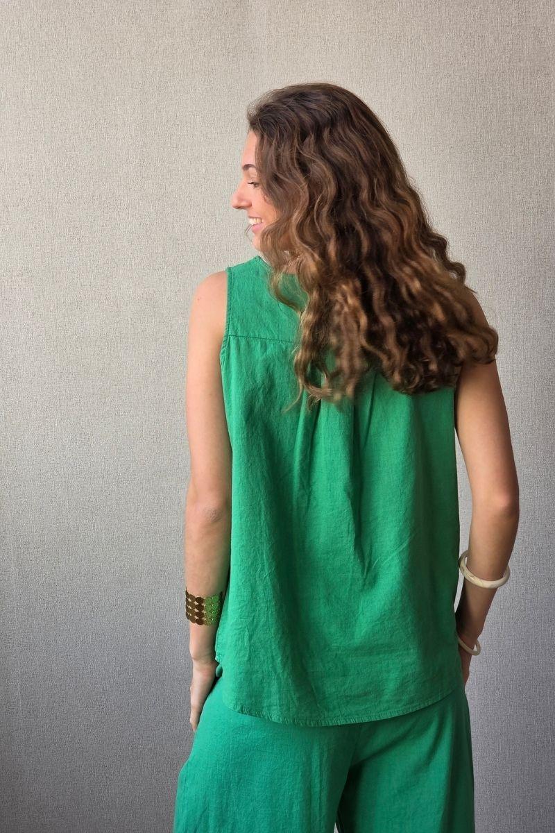 Blusa tipo lino verde