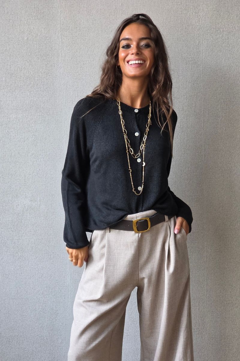 Chaqueta negra con botones