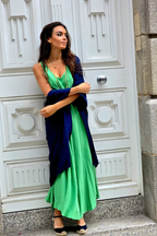 Vestido largo de asas al bies Verde