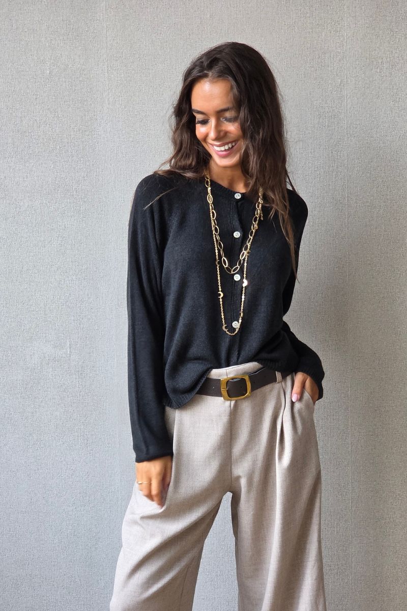 Chaqueta negra con botones