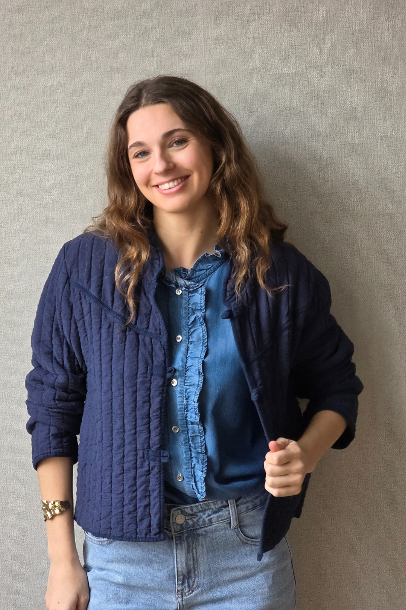 Chaqueta Acolchada de Nudos Azul Marino