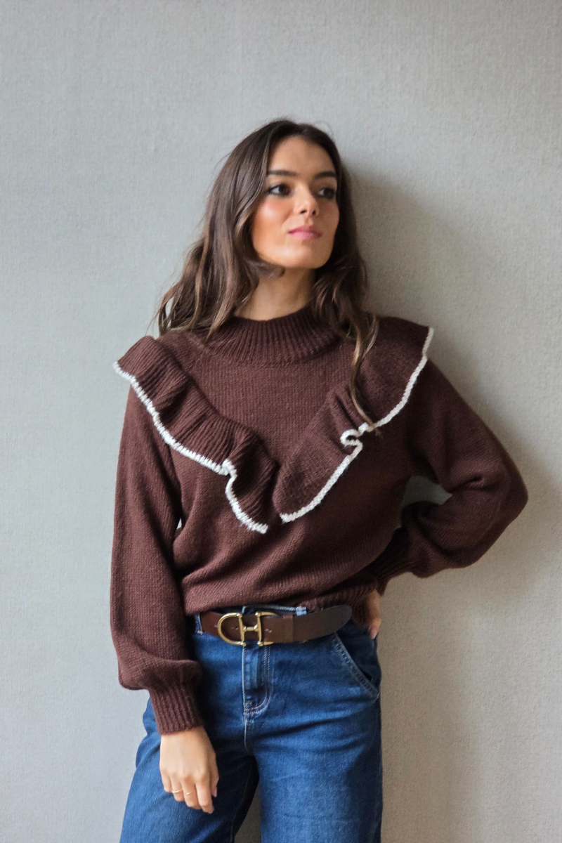 Jersey con volante chocolate