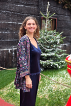 Kimono de terciopelo reversible azul marino