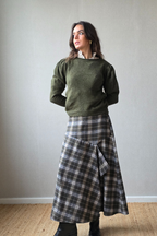 Falda de franela de cuadros escoceses verde militar