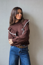 Jersey con volante chocolate