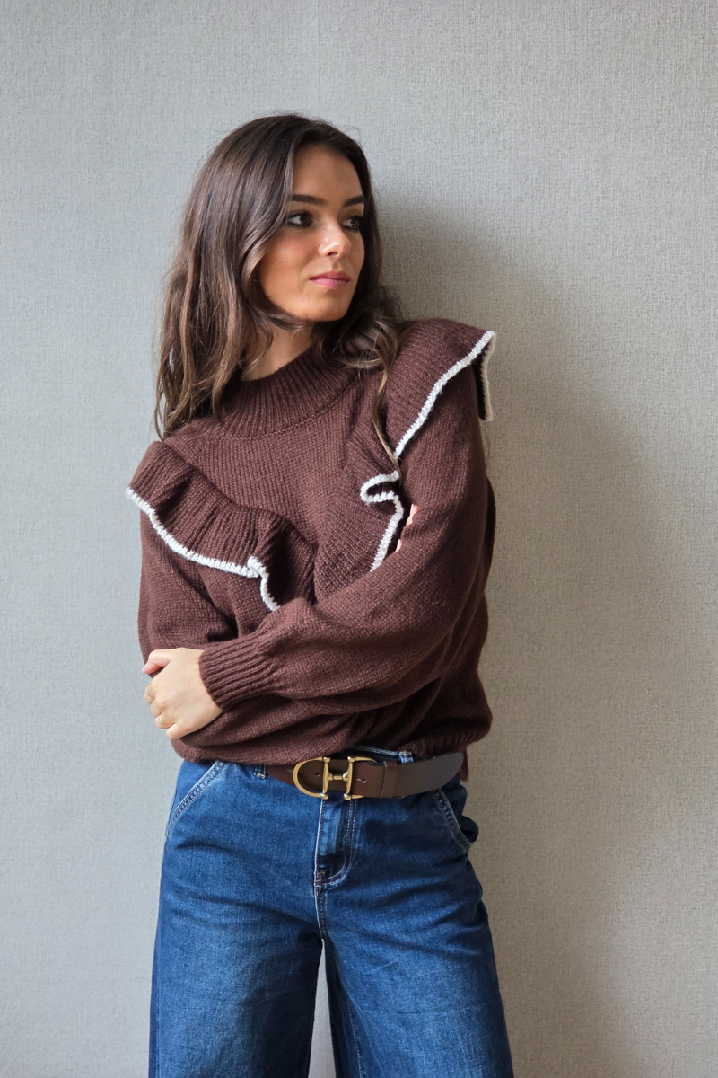 Jersey con volante chocolate