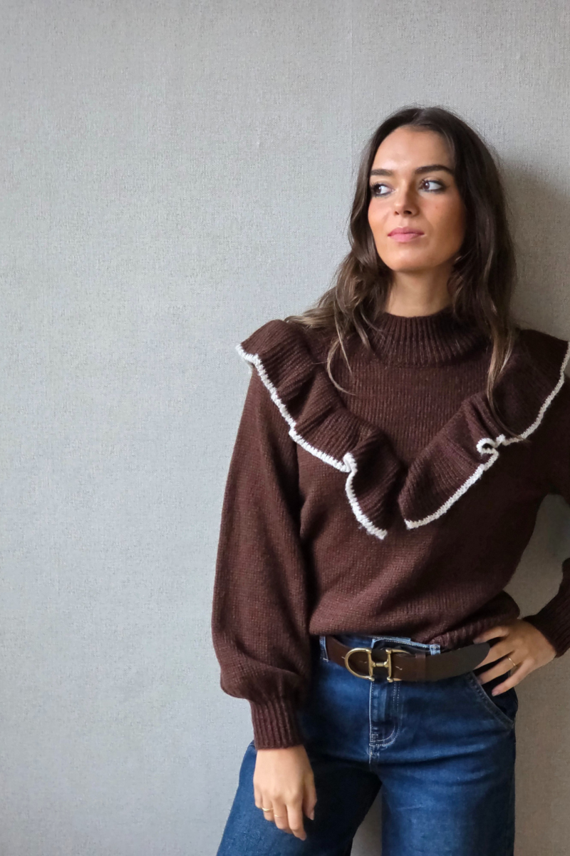 Jersey con volante chocolate