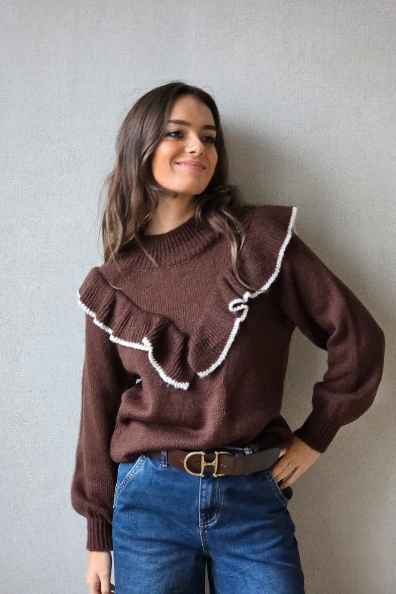 Jersey con volante chocolate