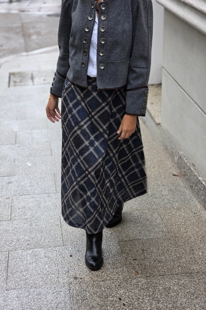 Falda de cuadros grandes azul