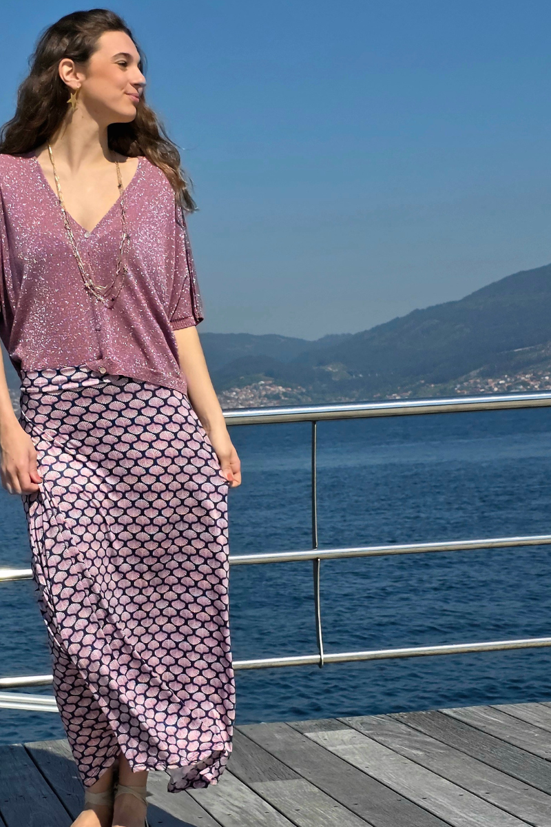 Falda Larga de Conchas Marino elástica