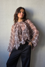 Blusa Victoria escocesa beige