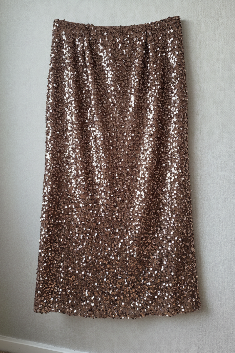 Falda de lentejuelas Cobre