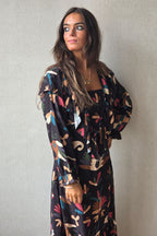 Vestido estampado flores negro