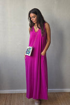 Vestido Asas con Bolsillos Magenta