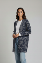 Chaqueta de lana con dibujo azul