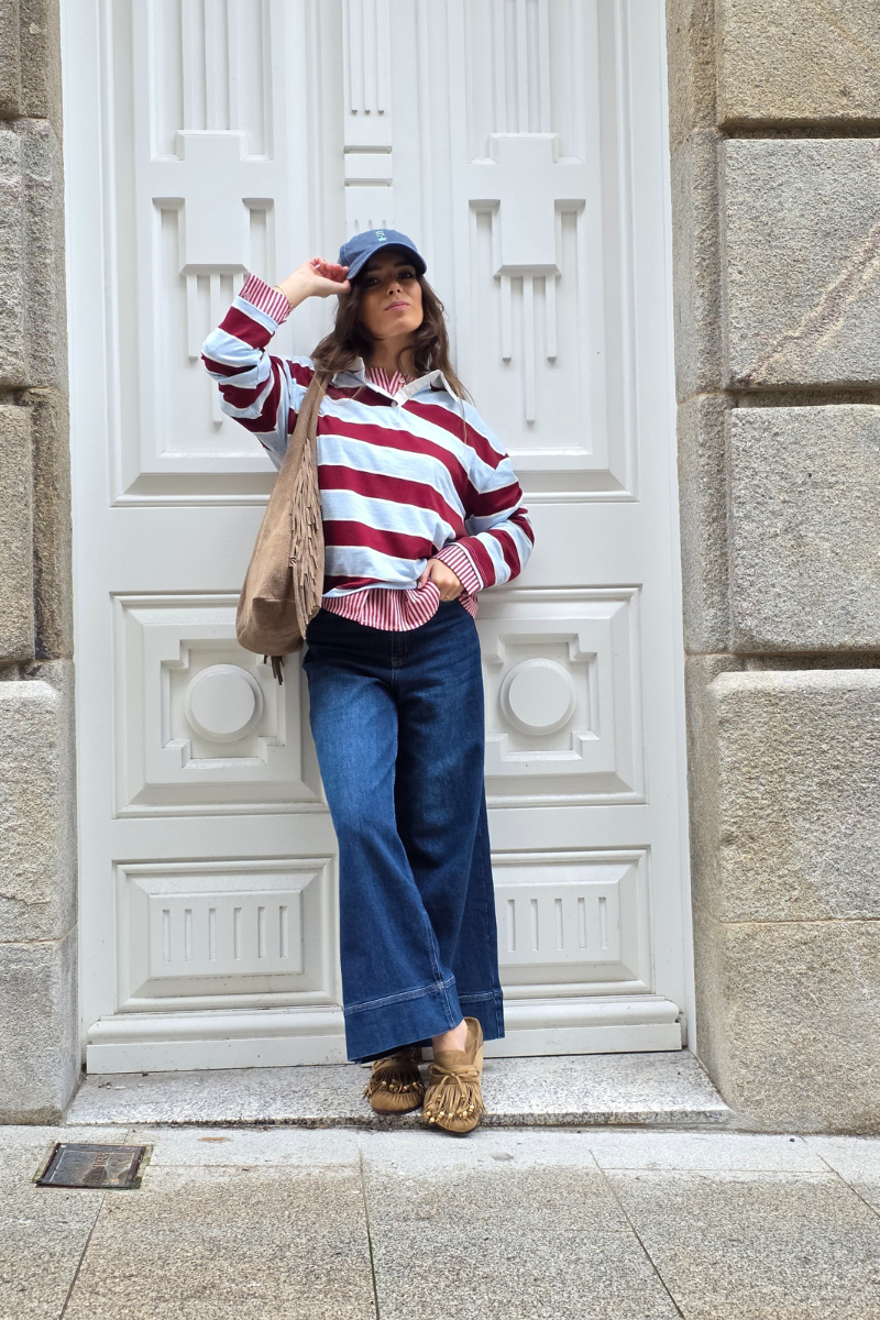 Polo de rayas azul jean