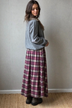 Falda de franela de cuadros escoceses berenjena