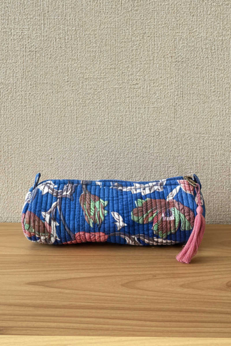 Estuche Neceser Pequeño Estampado Paisley azulón