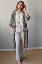 Pantalón tipo lino beige