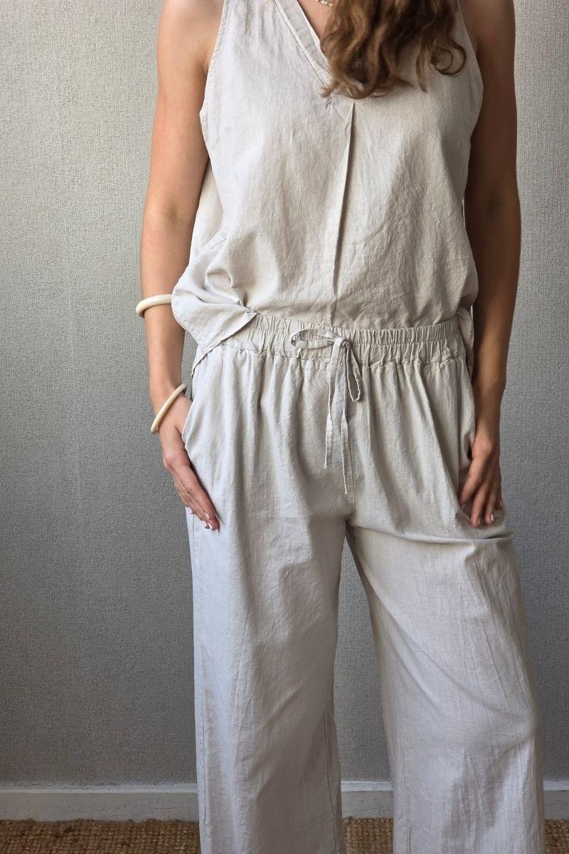 Blusa tipo lino beige