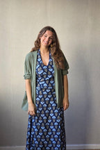 Falda de flores boho azul