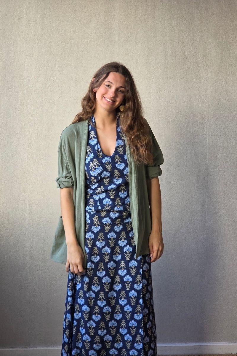 Falda de flores boho azul