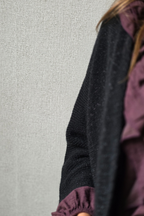 Chaqueta de punto tipo kimono brillos negra