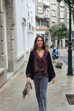 Chaqueta de punto tipo kimono brillos negra