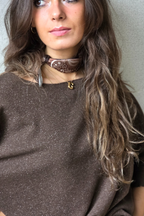 Jersey básico de brillos marrón chocolate