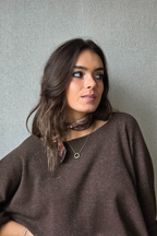 Jersey básico de brillos marrón chocolate