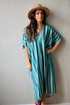 Vestido rayas tipo kurta verde bonito