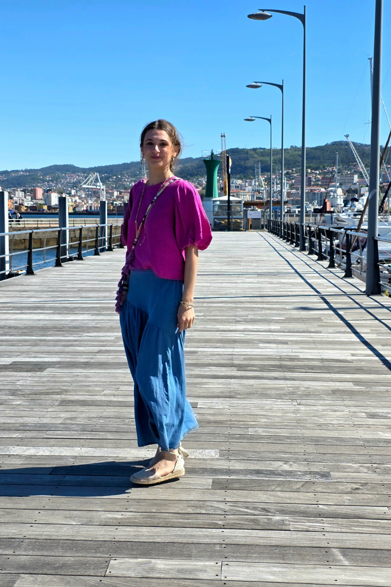 Falda Azul Jeans Oscuro Volante