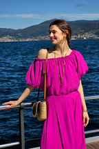 Blusa Manga Globo Palabra de Honor Magenta