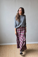 Falda de franela de cuadros escoceses berenjena