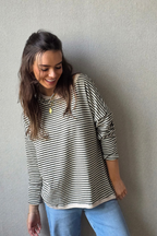 Jersey Oversize de Rayas Finas Negro