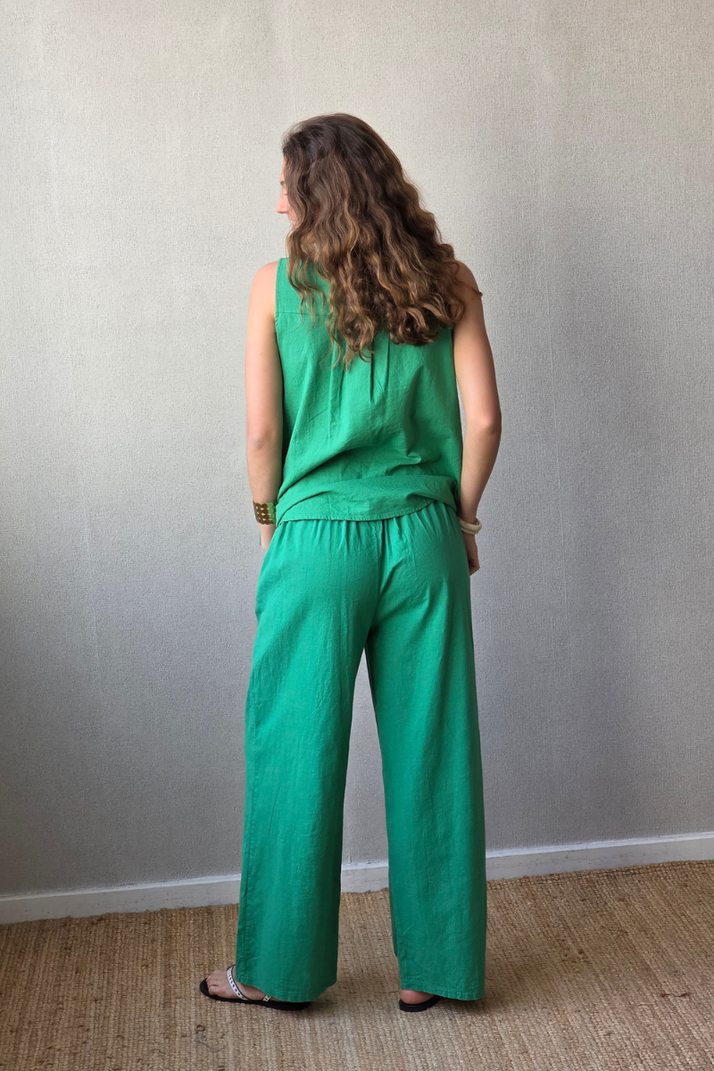 Pantalón tipo lino verde