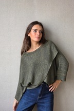 Jersey cruzado con brillo verde militar