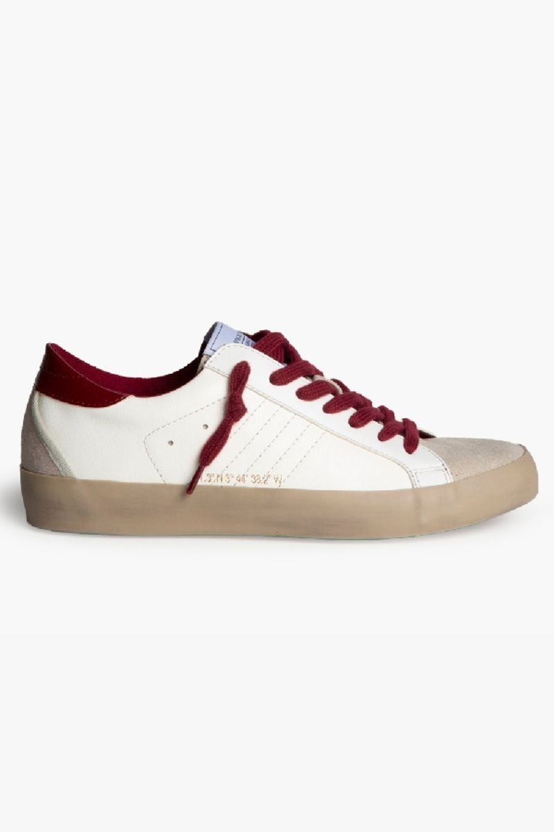 Zapatilla Deportiva Retro Mujer Blanca y Granate - Estilo Casual