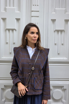 Americana de cuadros marrón