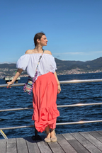 Falda Volantes Coral