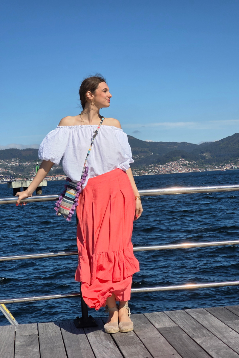 Falda Volantes Coral