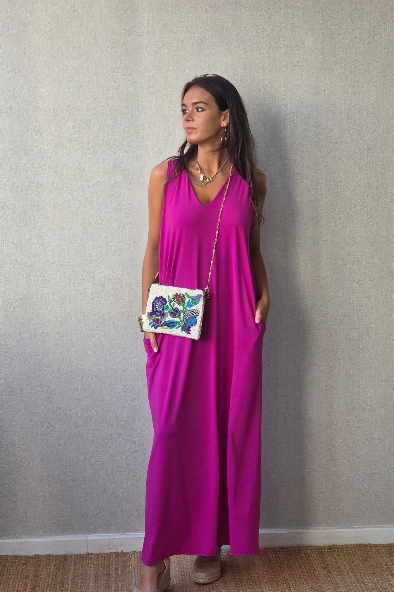 Vestido Asas con Bolsillos Magenta