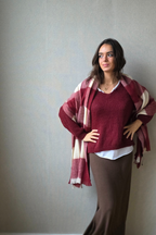 Bufanda de cuadros grandes Mariola granate