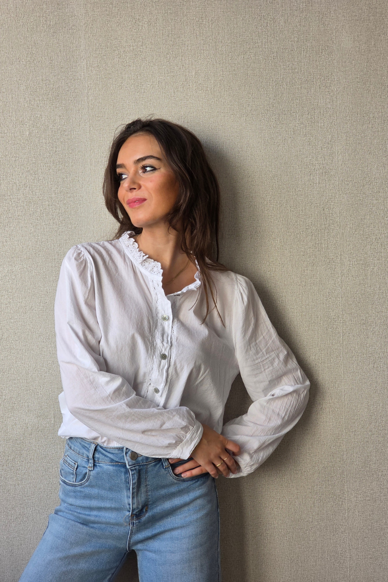 Camisa Blanca con Puntilla
