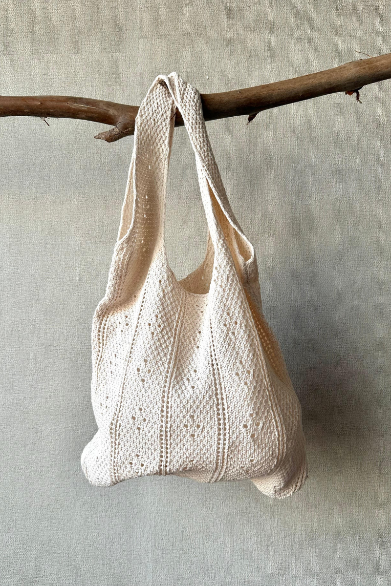Bolso de croché mediano beige