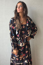 Vestido estampado flores negro