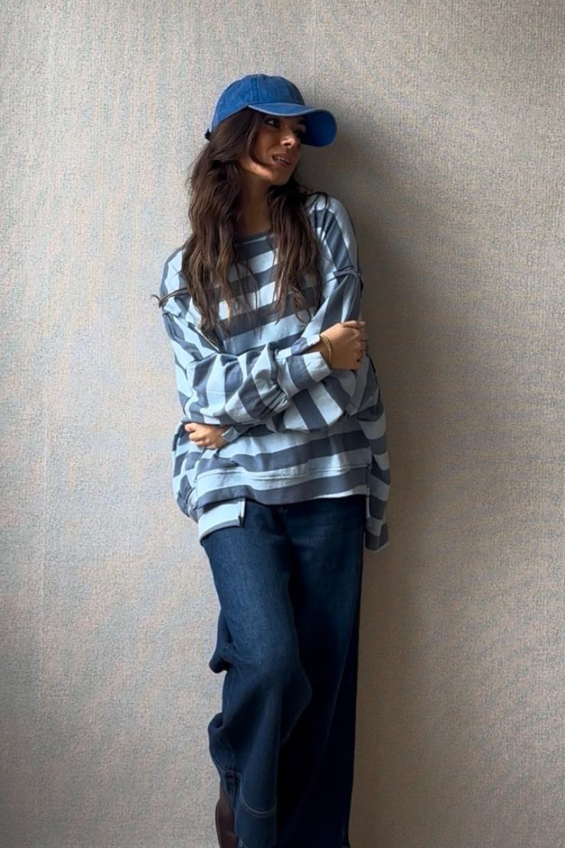 Jersey Oversize Rayas Azules - Estilo Casual Moderno