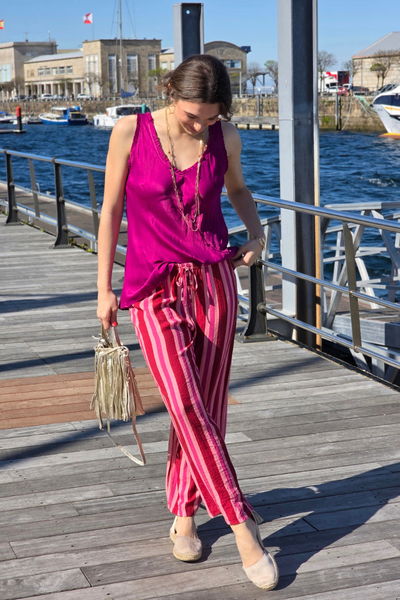 Pantalón de Rayas Rojo