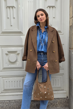 Bolso de Hombro Camel con Tachas - Ante Premium